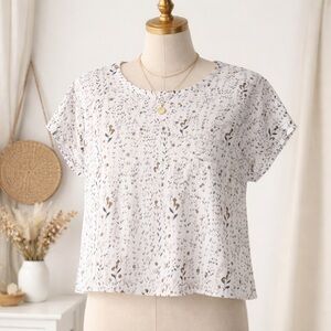 100% Linen Cynthia Rowley Linen Floral Blouse | Cottagecore Boxy Top M